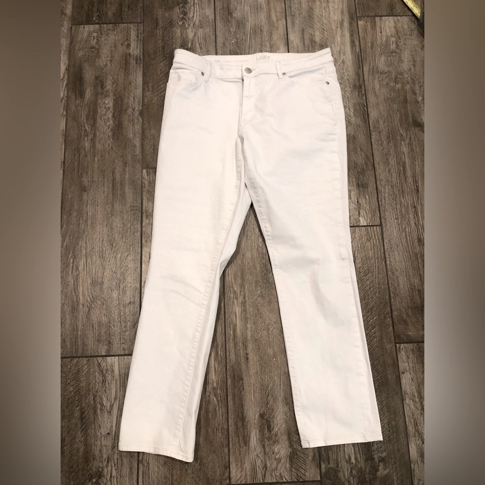Loft curvy straight white jeans